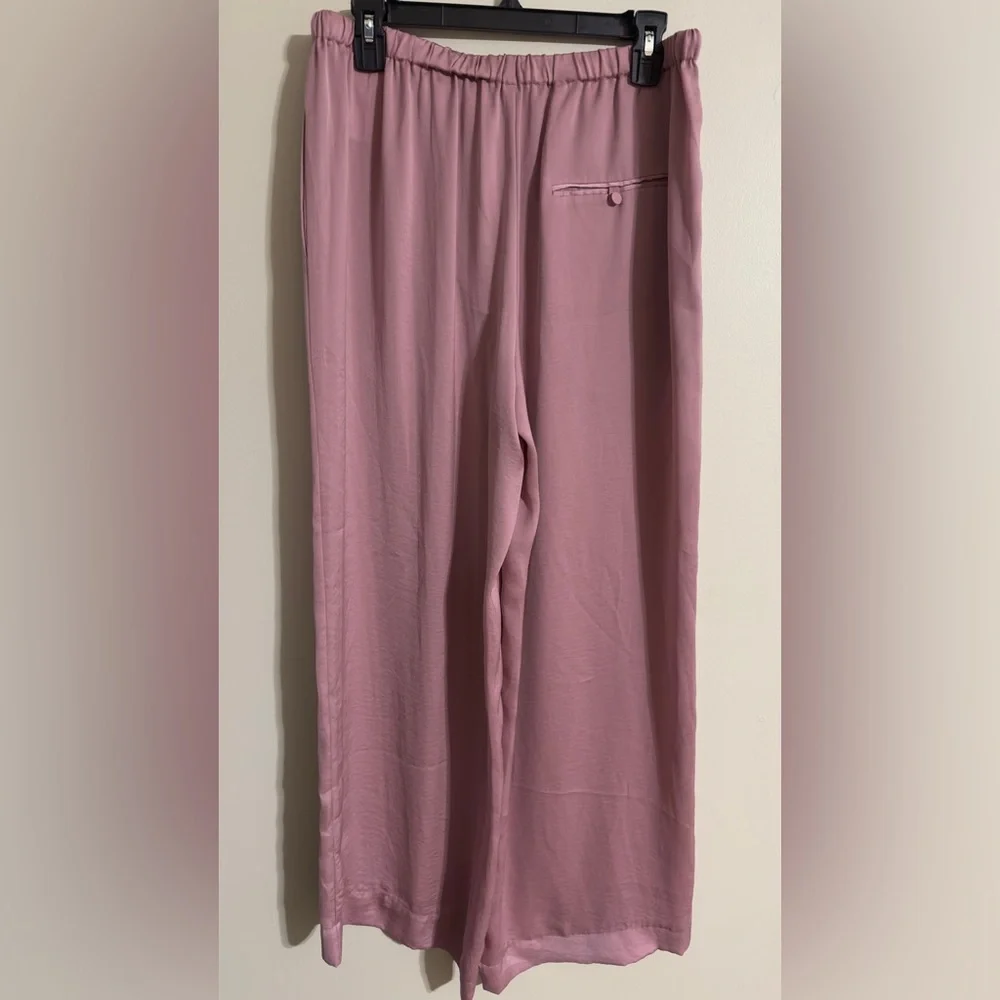 Vince Pink Satin Wide-Leg Pants - Picture 6 of 8